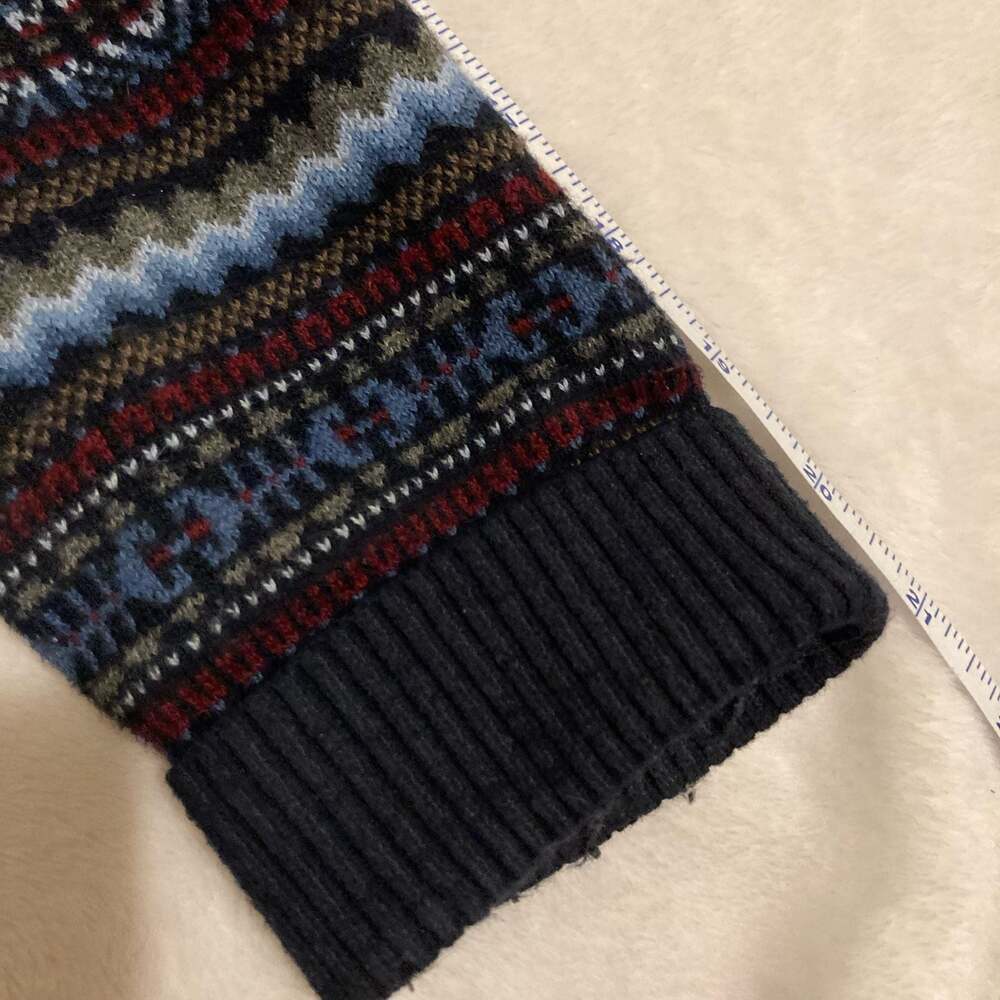 L.L. Bean Men's Nordic Fair Isle Crewneck Sweater Navy Blue Size‎ M - Picture 3 of 8